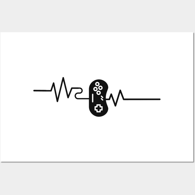 Gamer Heartbeat Controller Pulse Gaming Wall Art by Foxxy Merch